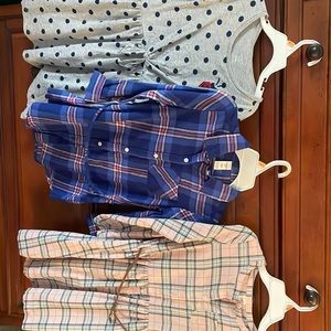 2 Carter’s kid long sleeve dresses, one Oshkosh long sleeve tunic shirt dress.